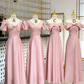 Light purple waist-cinched satin elegant slim-fit ball gown, bridesmaid dress R5938