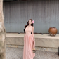Temperament pink v-neck lace sleeveless dress pretty little skirt R0620