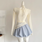 Sweet and slim halter neck fake two-piece top and skirt suit R2000