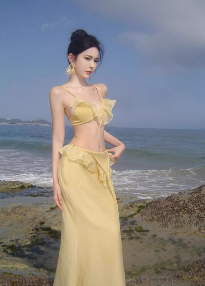 Sexy suspender dress pure desire style clothes super fairy vacation wear backless beach dress R1572