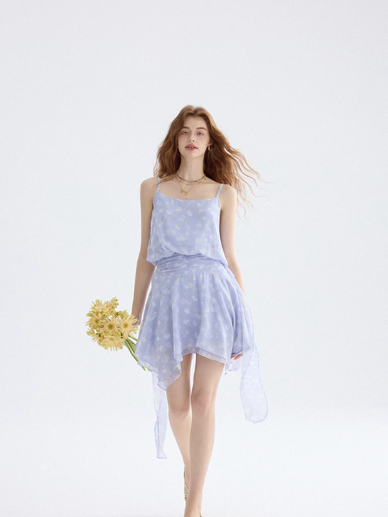 Sea salt daisy floral dress French suspender skirt short skirt holiday wear skirt female summer R3454