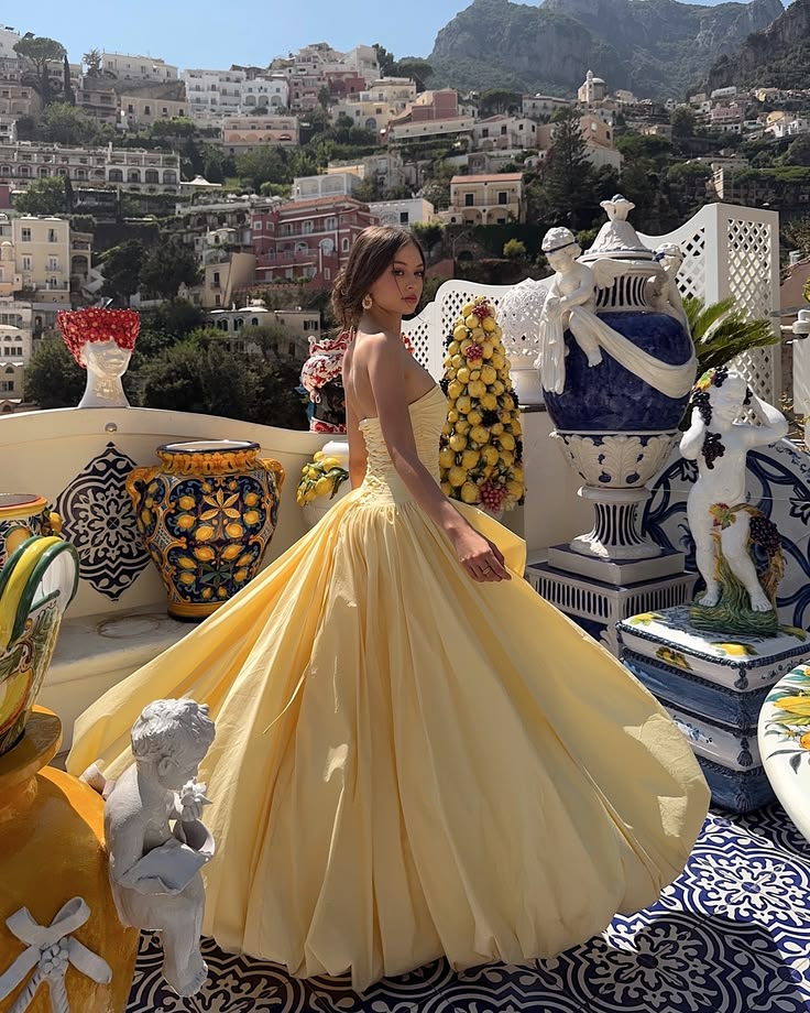 Puffy Satin Prom Gown Pastel Yellow Women's Maxi Birthday Dress Evening Dress RS2992