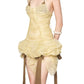 Yellow halter neck low cut sexy slim fit lace skirt homecoming dress R2458