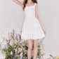 Girls slim texture tea break vacation white bow dress summer R4544