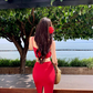 Beach Outfit Red Hip-hugging Skirt Two-piece Set Atmosphere Holiday Beach Skirt R1613