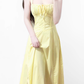 2025 Summer New Yellow Slit Sexy Waist Drawstring Holiday Suspender Dress R0938
