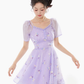 Purple fairy lace chiffon suspender dress women's summer waist mesh skirt R4181