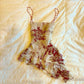 Retro floral suspenders waist irregular hem short skirt homecoming dress R2684