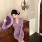 Pure desire style V-neck trumpet sleeve lace dress 2025 hot girl waist hip skirt R1079