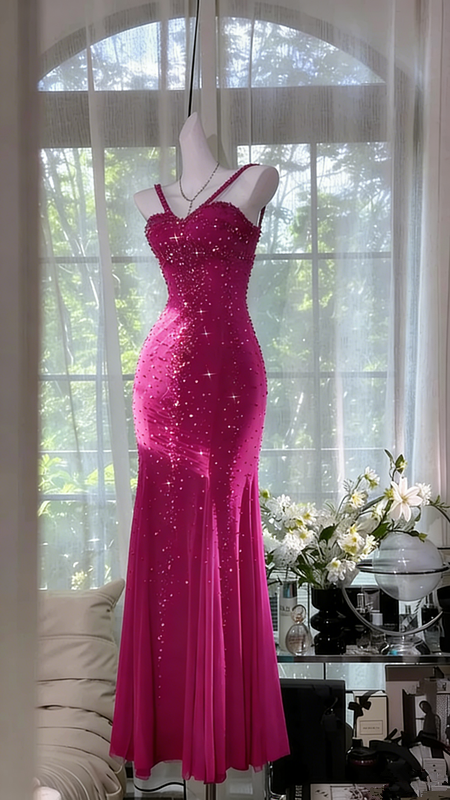Lake blue halter-neck fitted waist bodycon long ball gown R6545