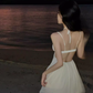 Travel photography clothes super fairy beach dress suspenders sexy backless dress R1575