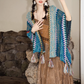 Fairy travel outfit retro ethnic style suspender long skirt v-neck dress R1741