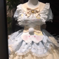 Blue and yellow cute sweet lolita fashionable short-sleeved OP dress fluffy runaway princess dress Lolita R1682