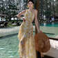 Chic and beautiful skirt atmosphere off-shoulder waist dress chiffon floral beach skirt R1622