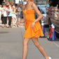 Bright yellow bandeau irregular skirt design sexy short skirt homecoming dress R2504