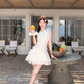 White waist bright silk chiffon halter neck suspender skirt women's summer French skirt R4619