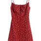 2025 Summer New Red Polka Dot High Waist Vacation Small A-line Suspender Dress R0965