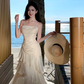 Fairy high-class temperament mermaid Ji streamer suspender skirt dress dress one shoulder dress R1715
