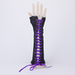 Lace-up fingerless gloves long black satin gloves elbow length suitable for wedding engagement Halloween party     S6219
