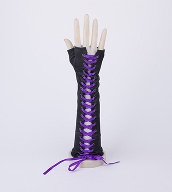 Lace-up fingerless gloves long black satin gloves elbow length suitable for wedding engagement Halloween party     S6219