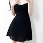 2025 summer new sexy petite pure black slim short suspender dress R0946