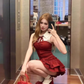 College style sleeveless short contrast color shirt 2025 sweet and spicy puffy skirt suit R1251
