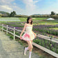White tube top waist pink bow skirt short skirt homecoming dress R3621