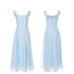 French suspender skirt blue dress sweet style long skirt R2693
