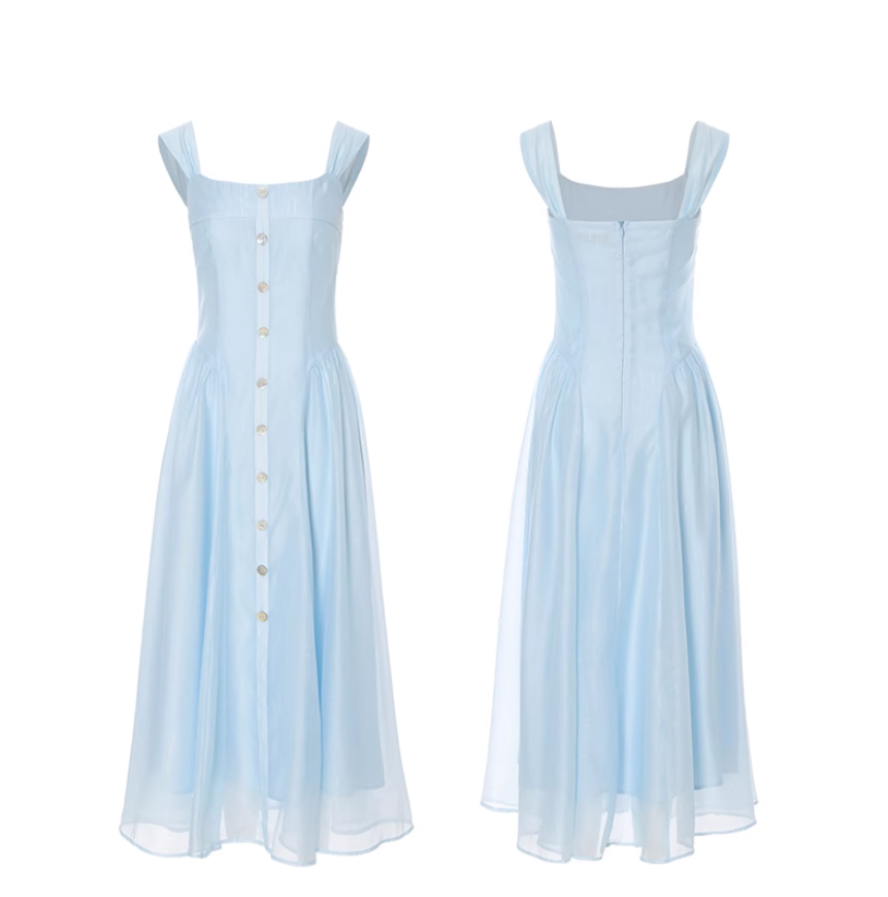 French suspender skirt blue dress sweet style long skirt R2693