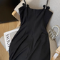French pure desire suspender dress female summer new bow sexy short hip skirt dress R3955