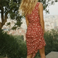 Dress short niche retro saffron V-neck sleeveless backless suspender long dress R2904