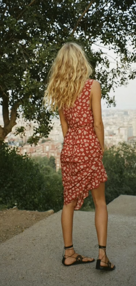 Dress short niche retro saffron V-neck sleeveless backless suspender long dress R2904