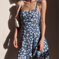 Retro girl slim fit floral dress waist suspender dress short skirt R2824