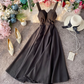 Sexy backless retro suspender skirt tube top dress waist slimming beach over knee goddess dress R0340