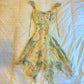 Green floral youthful vitality suspenders waist irregular short skirt homecoming dress R2683