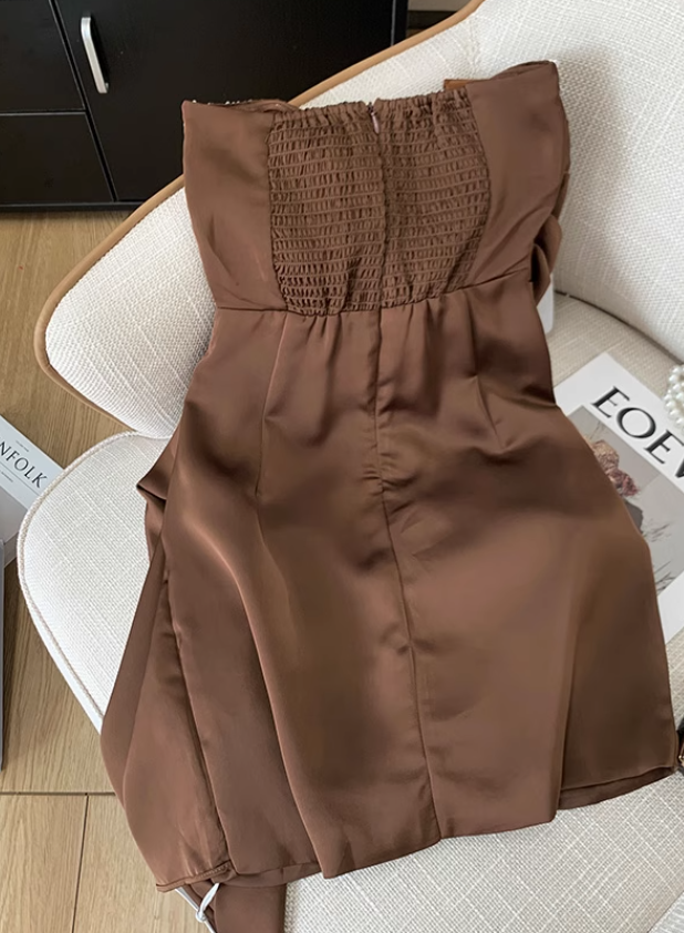 Temperament sexy tube top dress for women new style waist slimming diamond short skirt R3956