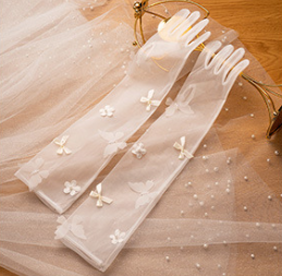 Off-white Yudie long wedding dress banquet dinner gloves     S6244