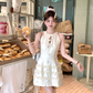 Solid color halter neck sleeveless waist dress summer French temperament retro skirt R4703