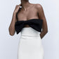 Black bow neckline white hip sexy short skirt homecoming dress R3810