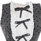 Gray polka dot stitching wood ear edge wrinkled dress 2025 new waist slimming bow short skirt R0129