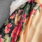 Fashionable and elegant long dress with V-neck, slim waist and positioning print A-line swing dress R0357