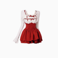 Pure desire lace splicing top 2025 large size high waist puffy skirt New Year suit R1419