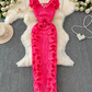Banquet high-end dress light luxury niche pleated three-dimensional ruffled slim temperament dress R0349