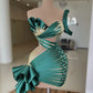 Green irregular neckline waist sexy hip skirt homecoming dress R2450