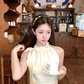 Polka dot halter neck dress summer daughter style temperament high-end off-shoulder dress R4583