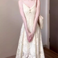 Retro v-neck hollow suspender dress niche waist temperament long skirt R0679