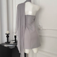 Waist-hugging diamond bow pleated dress with slim fit and temperament R2082