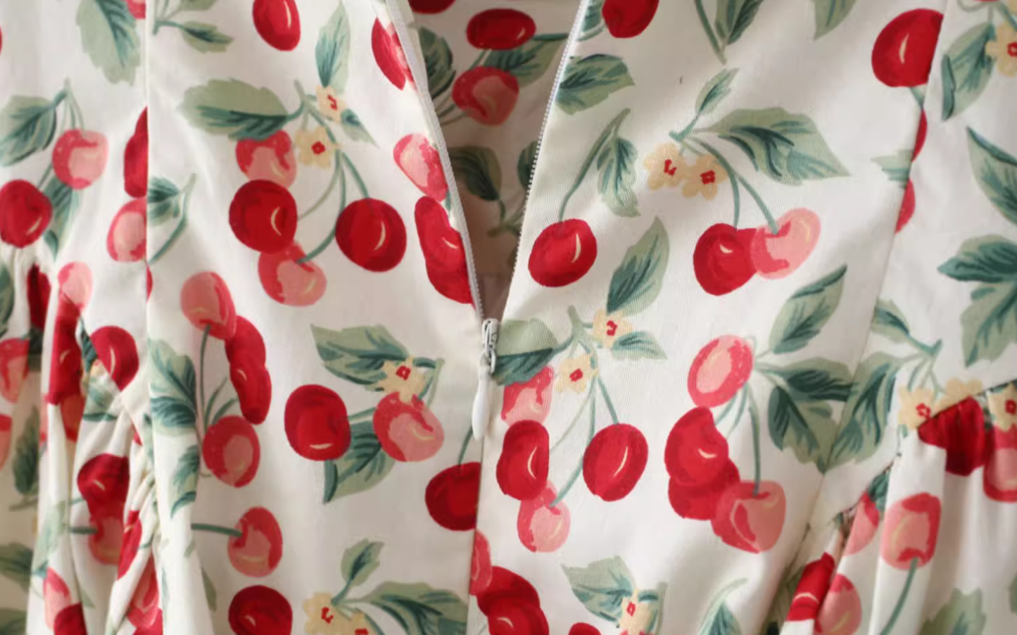 French American retro cherry design slimming waist cinching camisole dress new style R2876