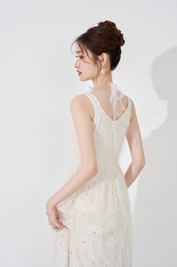 French romantic suspender dress suspender dress new mid-length niche temperament skirt R4379