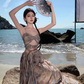 Travel wear tie-dye skirt a-line skirt temperament tube top suit women's two-piece suit R1571